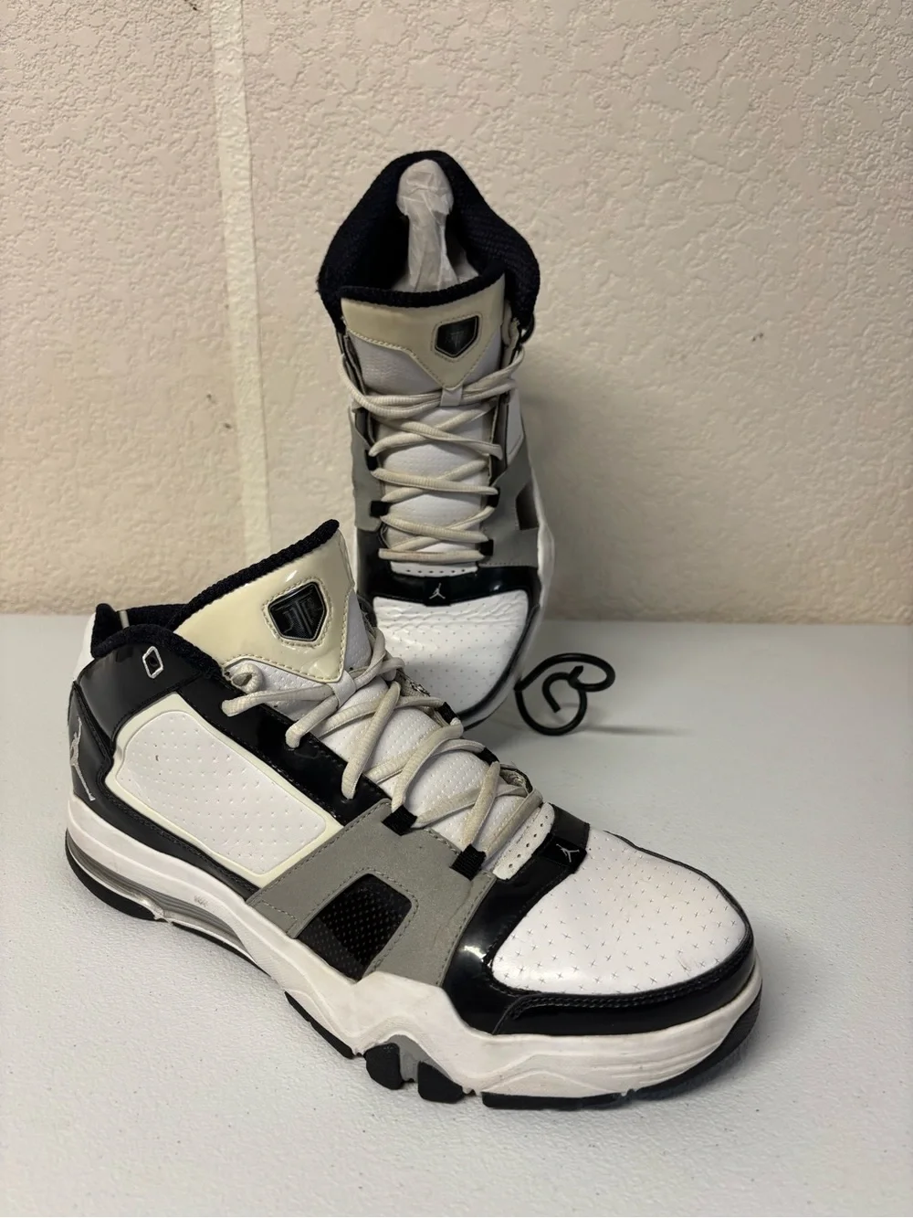 Jordan Men's Cut-Top Athletic Sneakers in White, Black & Gray